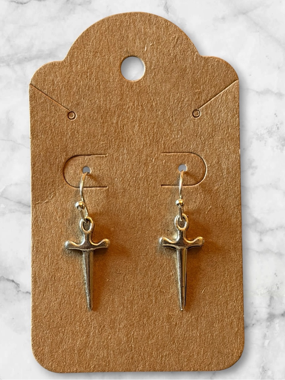 Silver Sword Dangle Earrings — Women Jewelry